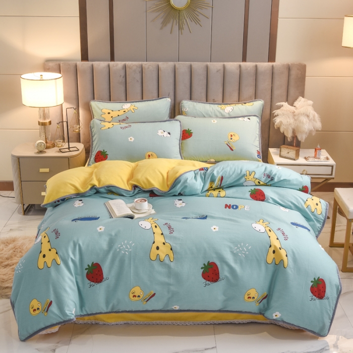 91家纺网 家纺一手货源 找家纺 （总）琪琪阁家纺 2022新款全棉加牛奶绒系列四件套