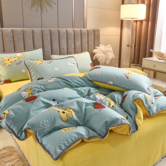 91家纺网 家纺一手货源 找家纺 （总）琪琪阁家纺 2022新款全棉加牛奶绒系列四件套