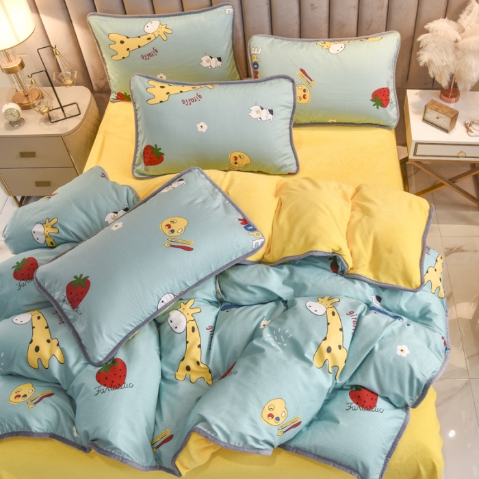 91家纺网 家纺一手货源 找家纺 （总）琪琪阁家纺 2022新款全棉加牛奶绒系列四件套