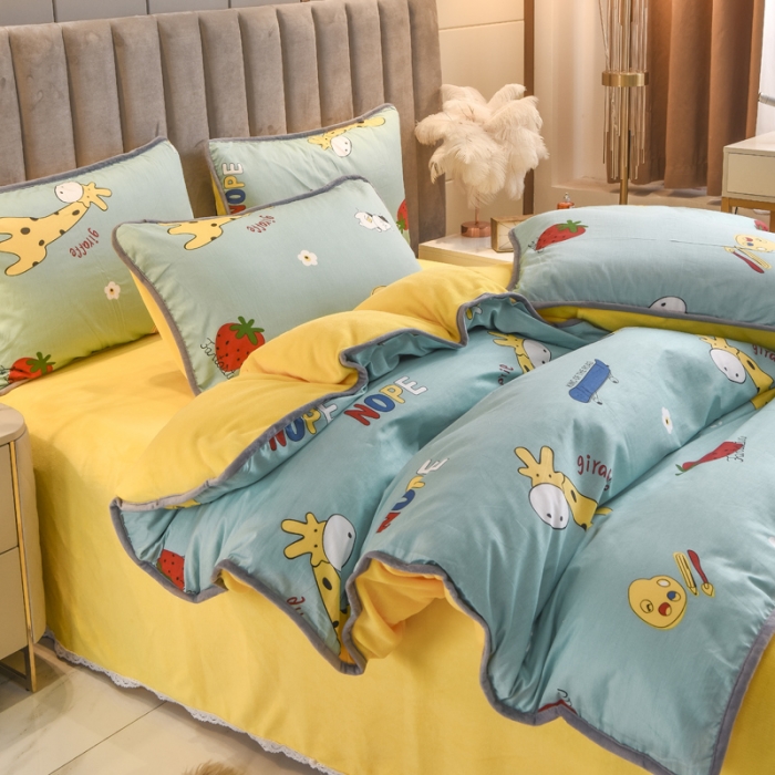 91家纺网 家纺一手货源 找家纺 （总）琪琪阁家纺 2022新款全棉加牛奶绒系列四件套