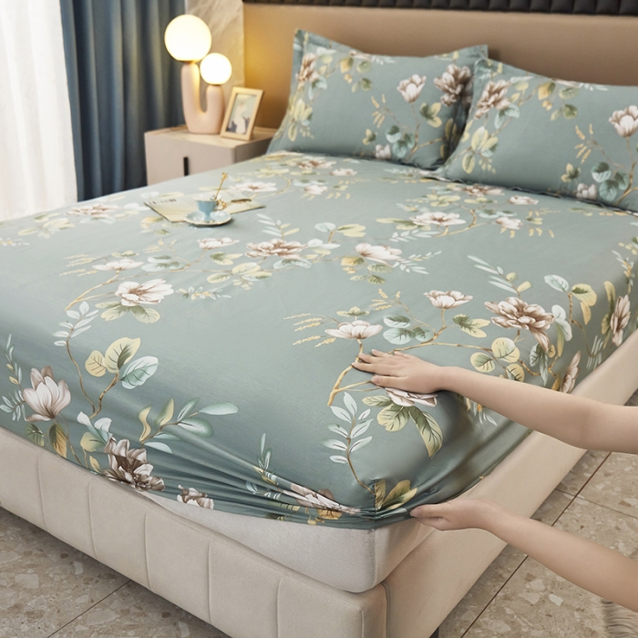 91家纺网 家纺一手货源 找家纺 名优家纺 新款13374全棉印花系列单床笠支持一件定制 花墨奇缘