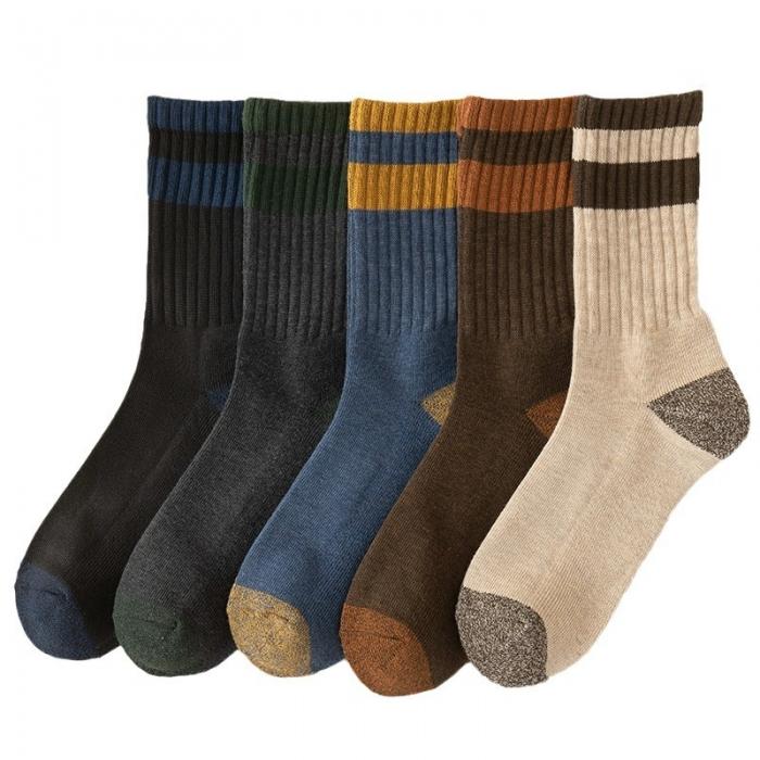 91家纺网 家纺一手货源 找家纺 【双杠男士加绒毛圈袜】男士中筒袜良品冬季加厚保暖加绒毛巾底袜子