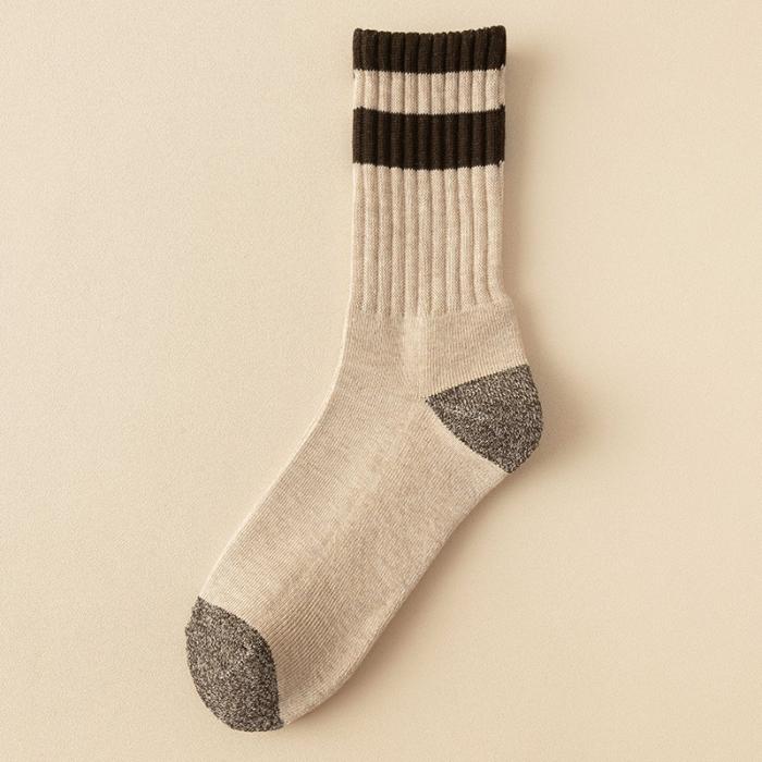 91家纺网 家纺一手货源 找家纺 【双杠男士加绒毛圈袜】男士中筒袜良品冬季加厚保暖加绒毛巾底袜子