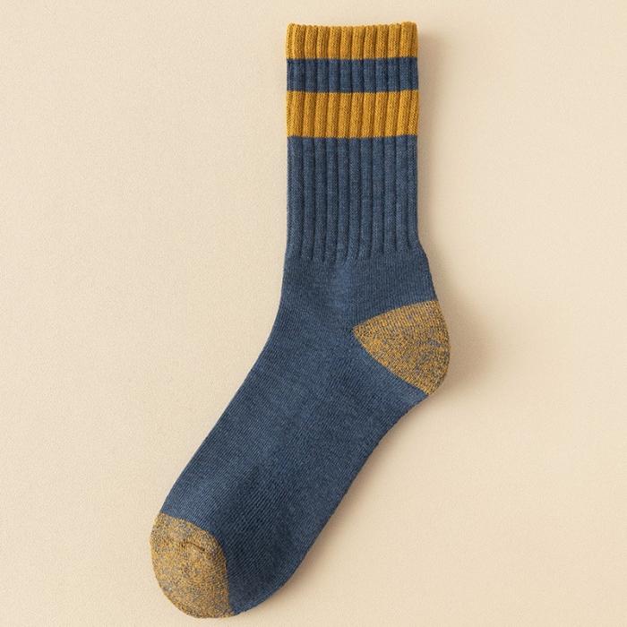 91家纺网 家纺一手货源 找家纺 【双杠男士加绒毛圈袜】男士中筒袜良品冬季加厚保暖加绒毛巾底袜子