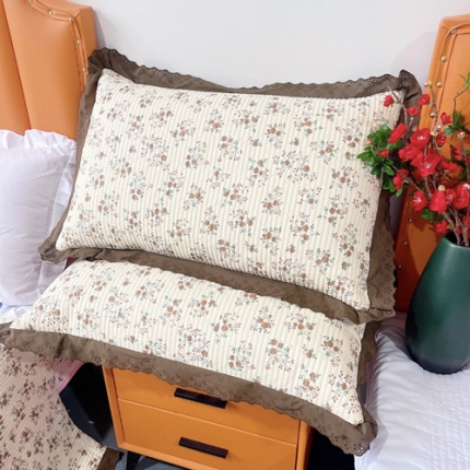 91家纺网 家纺一手货源 找家纺 法式纯棉枕套48x74cm 全棉加厚枕套纯棉枕头套一对装