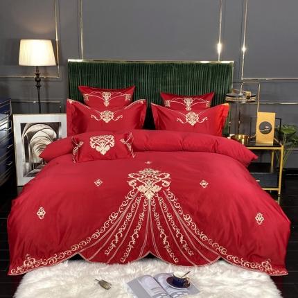 91家纺网 家纺一手货源 找家纺 （总）宅家居 2024新款60S支贡缎臻品真丝婚庆卡瑞娜系列四件套