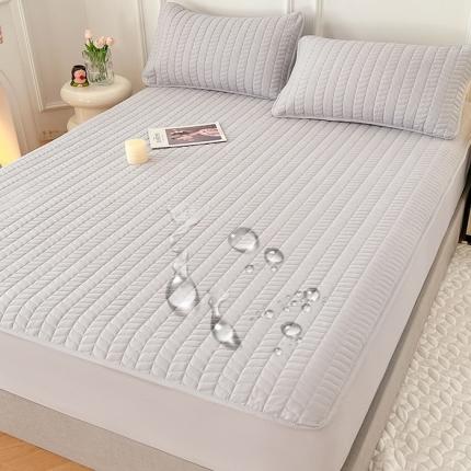 91家纺网 家纺一手货源 找家纺 梦舒羽 2025新款抗菌防水夹棉床笠-轻奢款 轻奢款-浅灰