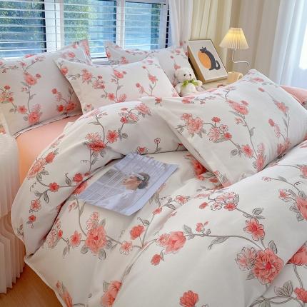 好亿来 2025新款植物羊绒加厚斜纹磨毛四件套春日初妆