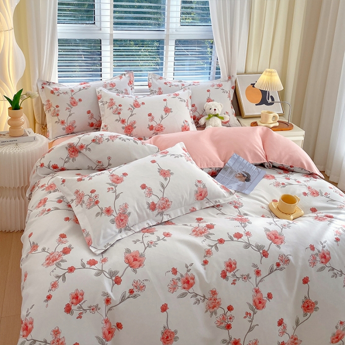 91家纺网 家纺一手货源 找家纺 好亿来 2025新款植物羊绒加厚斜纹磨毛四件套春日初妆