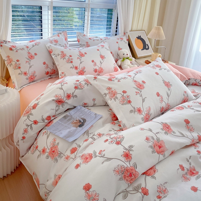 91家纺网 家纺一手货源 找家纺 好亿来 2025新款植物羊绒加厚斜纹磨毛四件套春日初妆