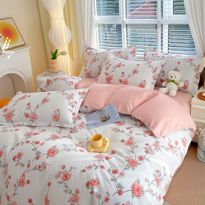 91家纺网 家纺一手货源 找家纺 好亿来 2025新款植物羊绒加厚斜纹磨毛四件套春日初妆