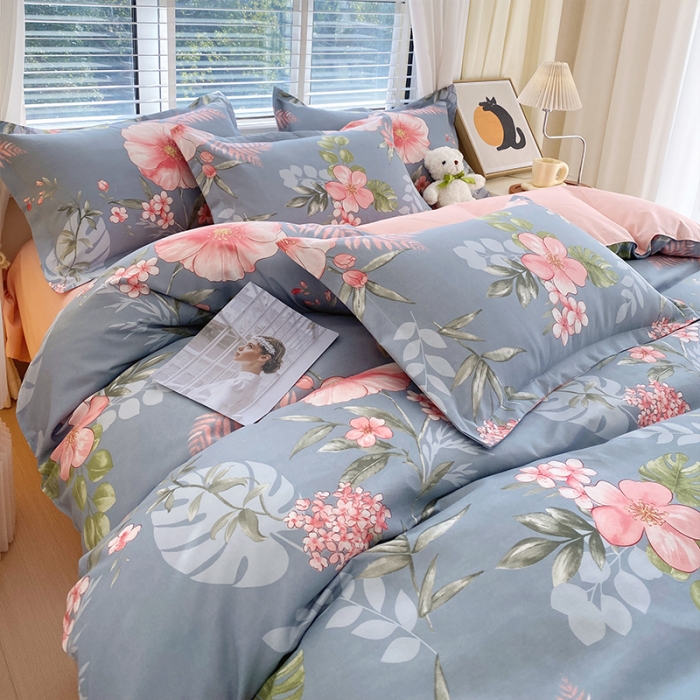 91家纺网 家纺一手货源 找家纺 好亿来 2025新款植物羊绒加厚斜纹磨毛四件套蓝菲琳