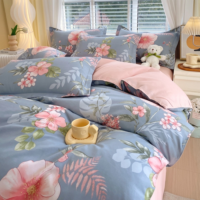 91家纺网 家纺一手货源 找家纺 好亿来 2025新款植物羊绒加厚斜纹磨毛四件套蓝菲琳