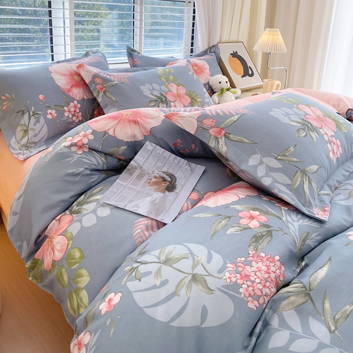 91家纺网 家纺一手货源 找家纺 好亿来 2025新款植物羊绒加厚斜纹磨毛四件套蓝菲琳