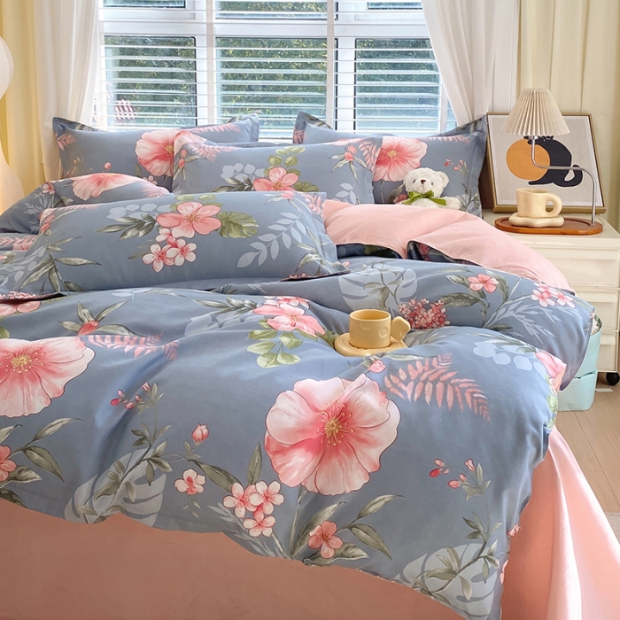 91家纺网 家纺一手货源 找家纺 好亿来 2025新款植物羊绒加厚斜纹磨毛四件套蓝菲琳