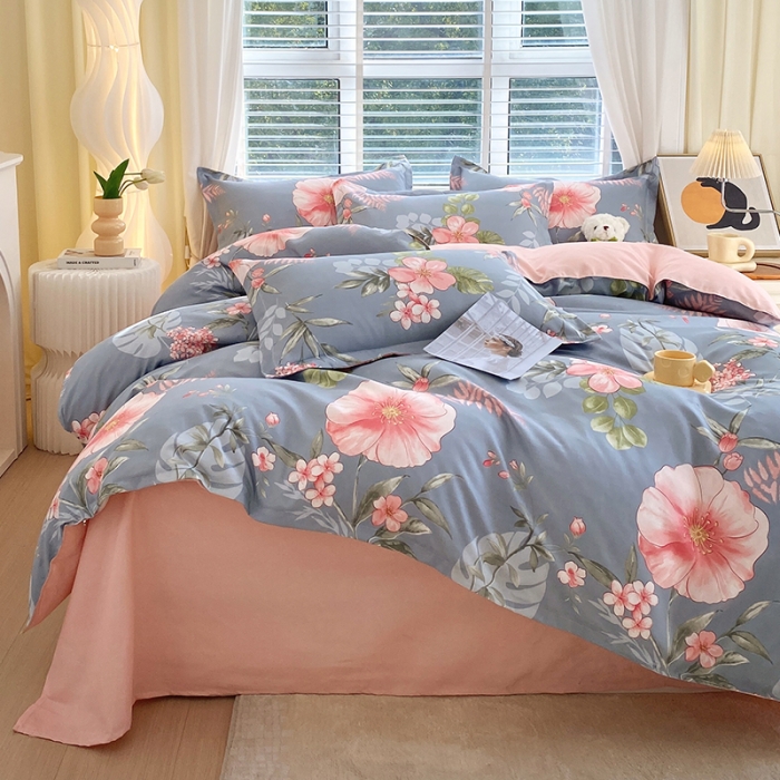 91家纺网 家纺一手货源 找家纺 好亿来 2025新款植物羊绒加厚斜纹磨毛四件套蓝菲琳