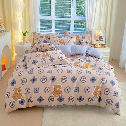 91家纺网 家纺一手货源 找家纺 好亿来 2025新款植物羊绒加厚斜纹磨毛四件套熊宝贝