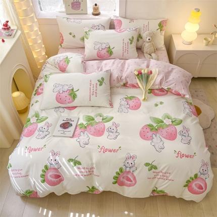 曼之夏 2024新款13372全棉印花单被套 草莓兔