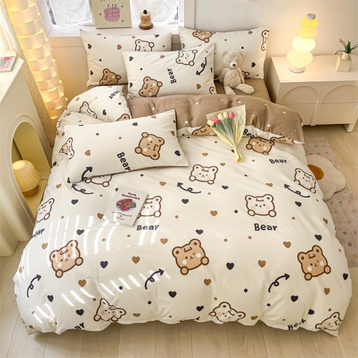 91家纺网 家纺一手货源 找家纺 曼之夏 2024新款13372全棉印花单被套 点点熊