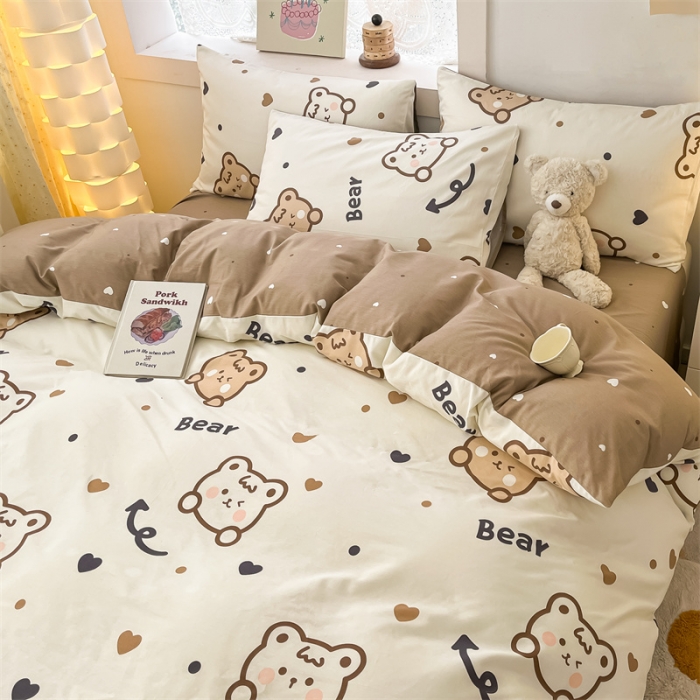 91家纺网 家纺一手货源 找家纺 曼之夏 2024新款13372全棉印花单被套 点点熊