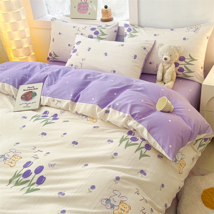 91家纺网 家纺一手货源 找家纺 曼之夏 2024新款13372全棉印花单被套 花园伙伴