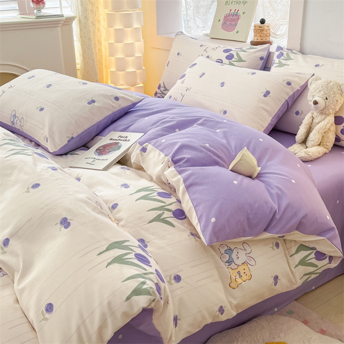 91家纺网 家纺一手货源 找家纺 曼之夏 2024新款13372全棉印花单被套 花园伙伴