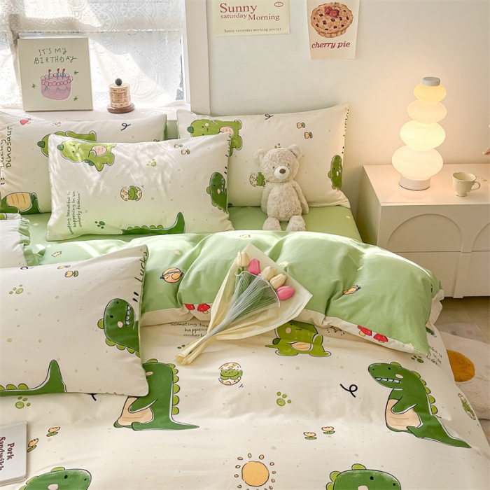 91家纺网 家纺一手货源 找家纺 曼之夏 2024新款13372全棉印花单被套 恐龙宝宝