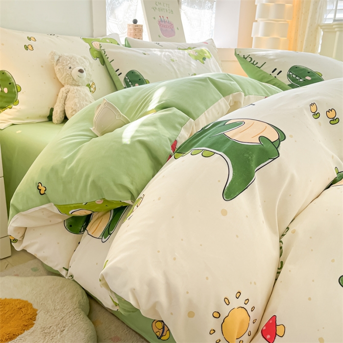 91家纺网 家纺一手货源 找家纺 曼之夏 2024新款13372全棉印花单被套 恐龙宝宝