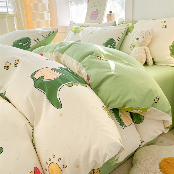 91家纺网 家纺一手货源 找家纺 曼之夏 2024新款13372全棉印花单被套 恐龙宝宝