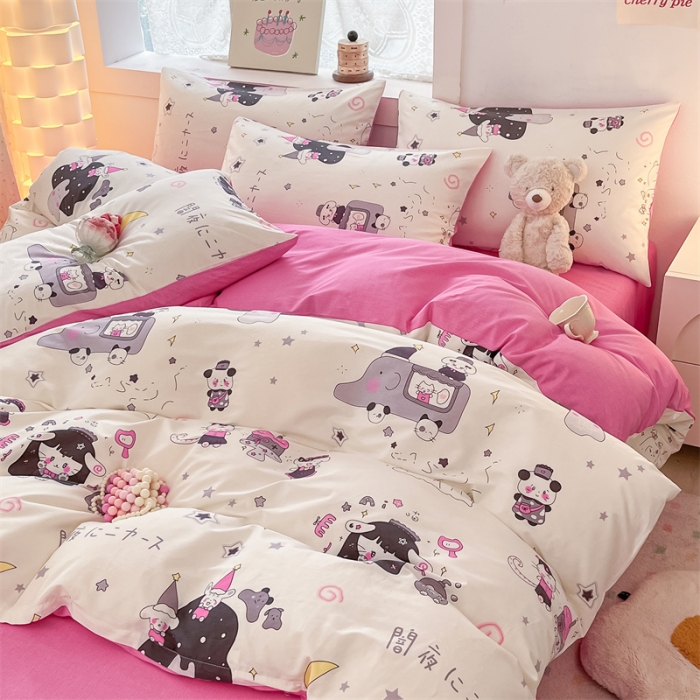 91家纺网 家纺一手货源 找家纺 曼之夏 2024新款13372全棉印花单被套 库洛猫