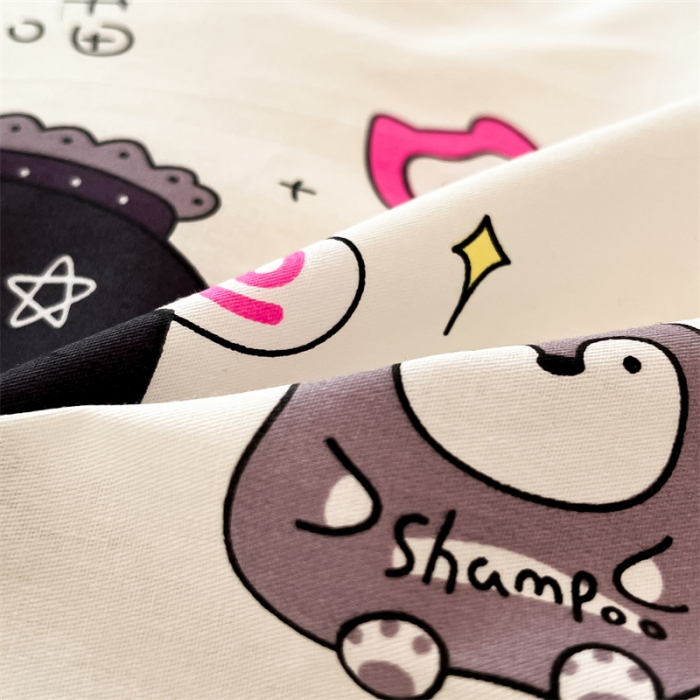 91家纺网 家纺一手货源 找家纺 曼之夏 2024新款13372全棉印花单被套 库洛猫