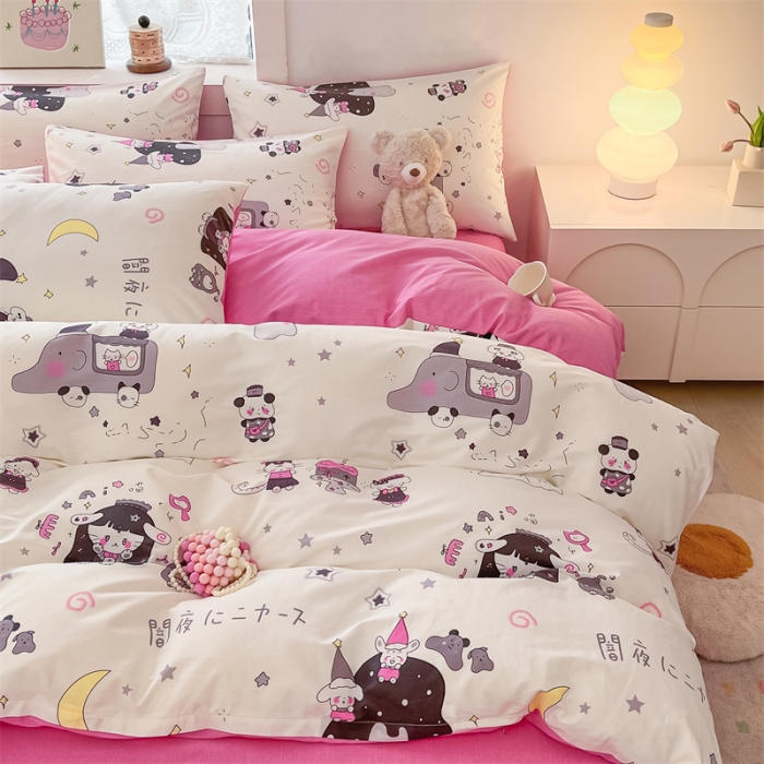 91家纺网 家纺一手货源 找家纺 曼之夏 2024新款13372全棉印花单被套 库洛猫