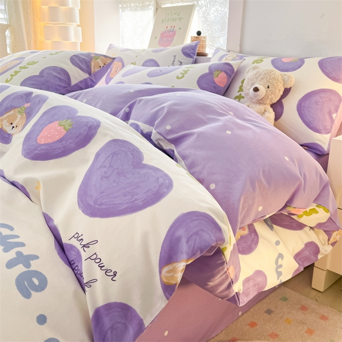 91家纺网 家纺一手货源 找家纺 曼之夏 2024新款13372全棉印花单被套 快乐兔