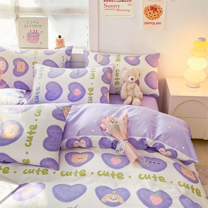 91家纺网 家纺一手货源 找家纺 曼之夏 2024新款13372全棉印花单被套 快乐兔