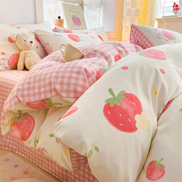 91家纺网 家纺一手货源 找家纺 曼之夏 2024新款13372全棉印花单被套 萌兔果园