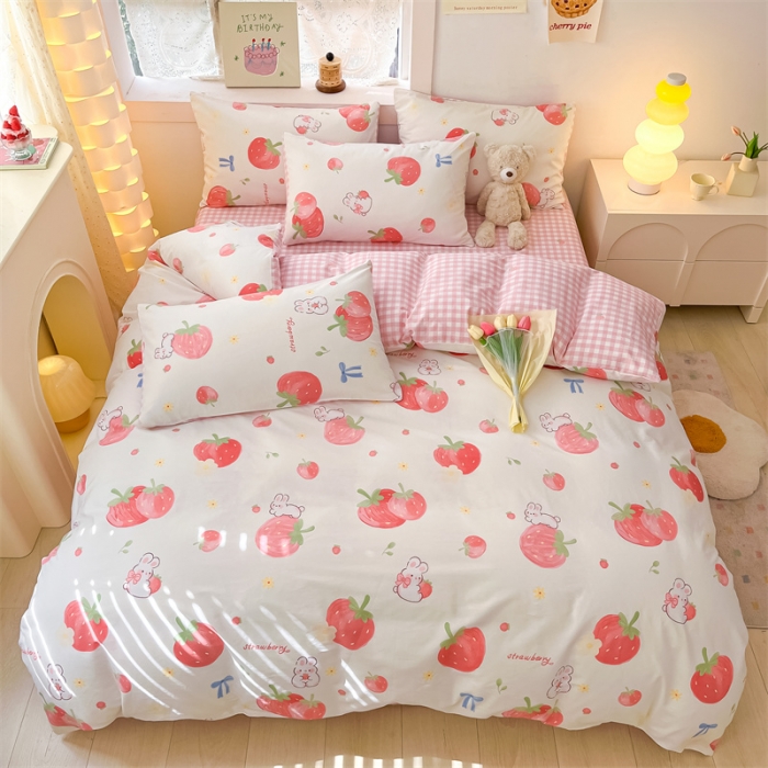 91家纺网 家纺一手货源 找家纺 曼之夏 2024新款13372全棉印花单被套 萌兔果园