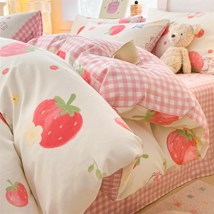 91家纺网 家纺一手货源 找家纺 曼之夏 2024新款13372全棉印花单被套 萌兔果园