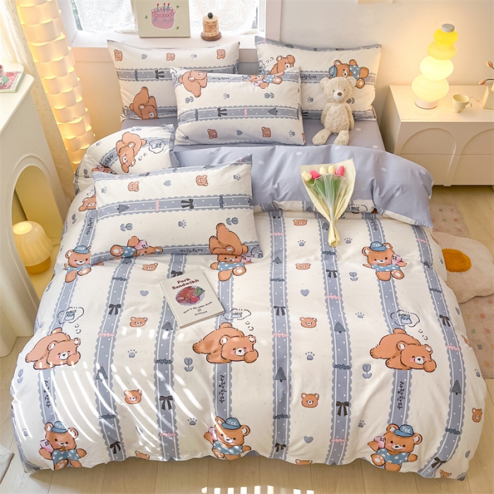 91家纺网 家纺一手货源 找家纺 曼之夏 2024新款13372全棉印花单被套 拍照熊