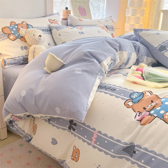 91家纺网 家纺一手货源 找家纺 曼之夏 2024新款13372全棉印花单被套 拍照熊