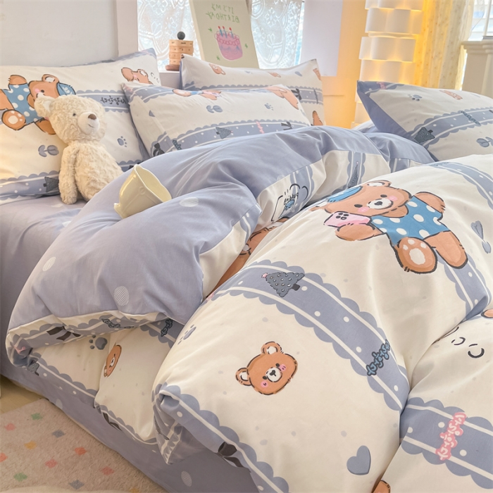 91家纺网 家纺一手货源 找家纺 曼之夏 2024新款13372全棉印花单被套 拍照熊