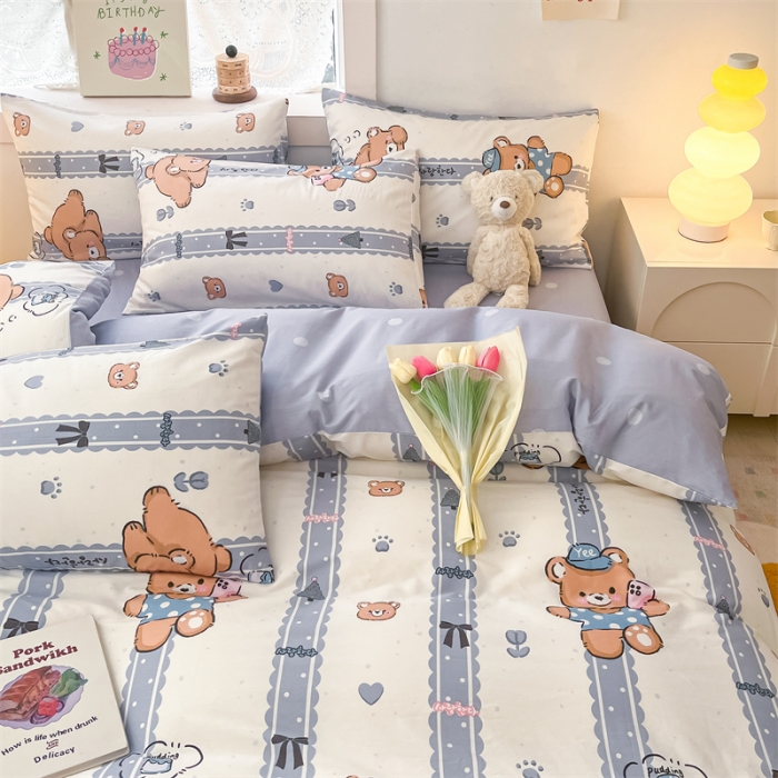 91家纺网 家纺一手货源 找家纺 曼之夏 2024新款13372全棉印花单被套 拍照熊