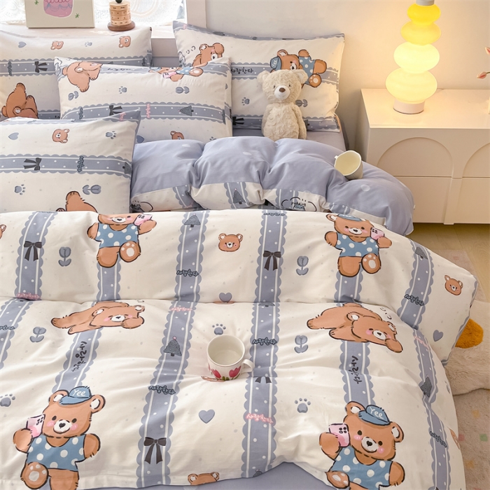 91家纺网 家纺一手货源 找家纺 曼之夏 2024新款13372全棉印花单被套 拍照熊