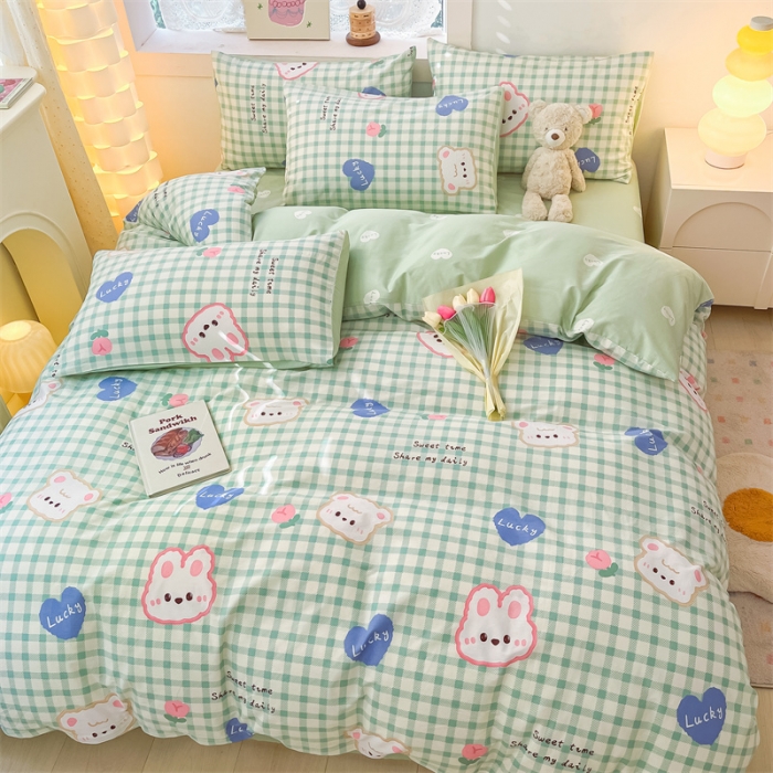 91家纺网 家纺一手货源 找家纺 曼之夏 2024新款13372全棉印花单被套 兔宝宝