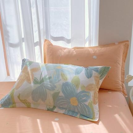 91家纺网 家纺一手货源 找家纺 拾物记 2024新款A类喷气全棉12868卡通印花单品枕套 雅蔓-绿