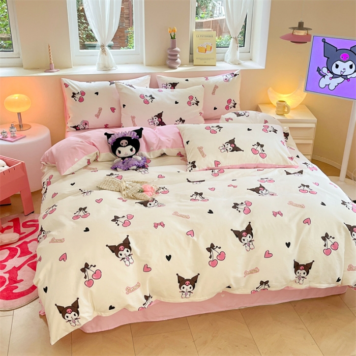 91家纺网 家纺一手货源 找家纺 曼之夏 2024新款全棉三丽鸥卡通单被套 樱桃库洛米