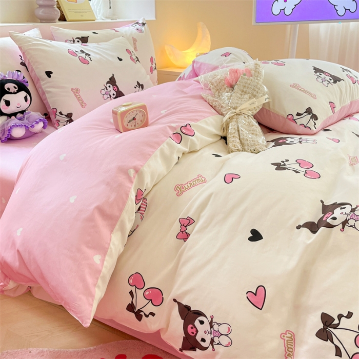 91家纺网 家纺一手货源 找家纺 曼之夏 2024新款全棉三丽鸥卡通单被套 樱桃库洛米