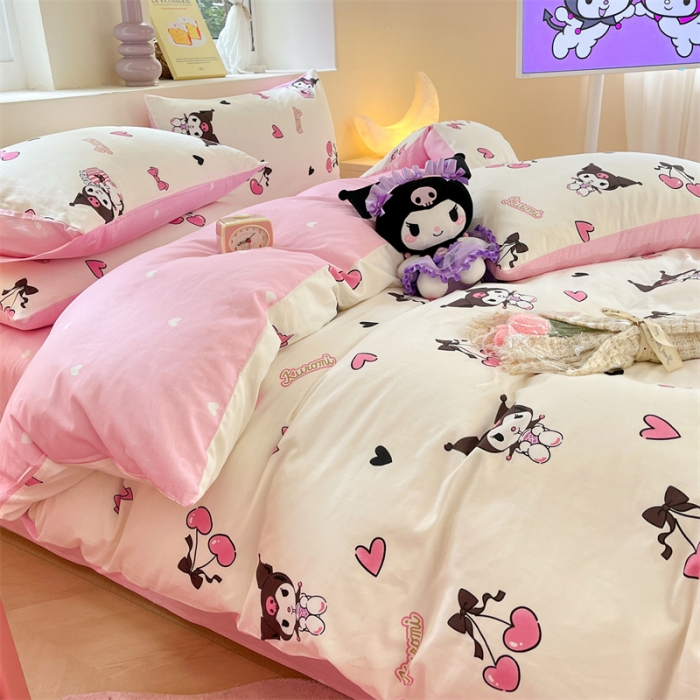91家纺网 家纺一手货源 找家纺 曼之夏 2024新款全棉三丽鸥卡通单被套 樱桃库洛米