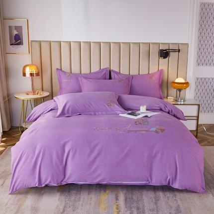 91家纺网 家纺一手货源 找家纺 2023新品生态加厚全棉磨毛刺绣花纯棉保暖四件套 升级面料