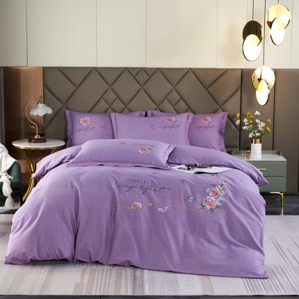 91家纺网 家纺一手货源 找家纺 2023新品生态加厚全棉磨毛刺绣花纯棉保暖四件套 升级面料