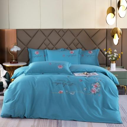 91家纺网 家纺一手货源 找家纺 2023新品生态加厚全棉磨毛刺绣花纯棉保暖四件套 升级面料